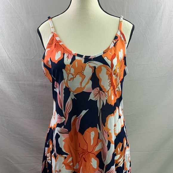 Blue Floral Print Cami Dress With Pockets - Picture 6 of 8